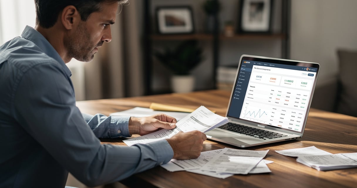 Personne examinant des documents bancaires sur un bureau pour préparer ses démarches de sortie du FICP