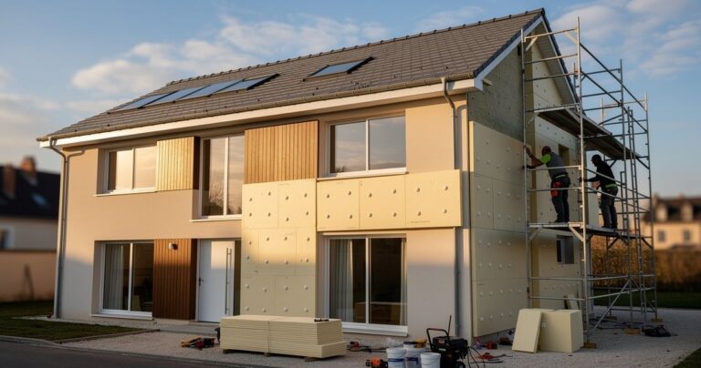 Rénovation énergétique d'une maison avec isolation par l'extérieur financée par éco-PTZ