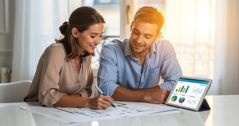 Couple primo-accédant étudiant son projet immobilier avec PTZ 2026